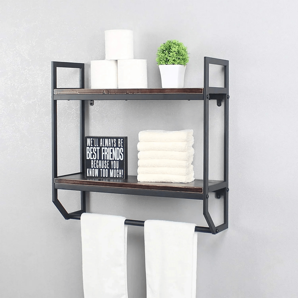 2 - Tier Metal Industrial 23.6" Bathroom Shelves - myhomestore.com.pk