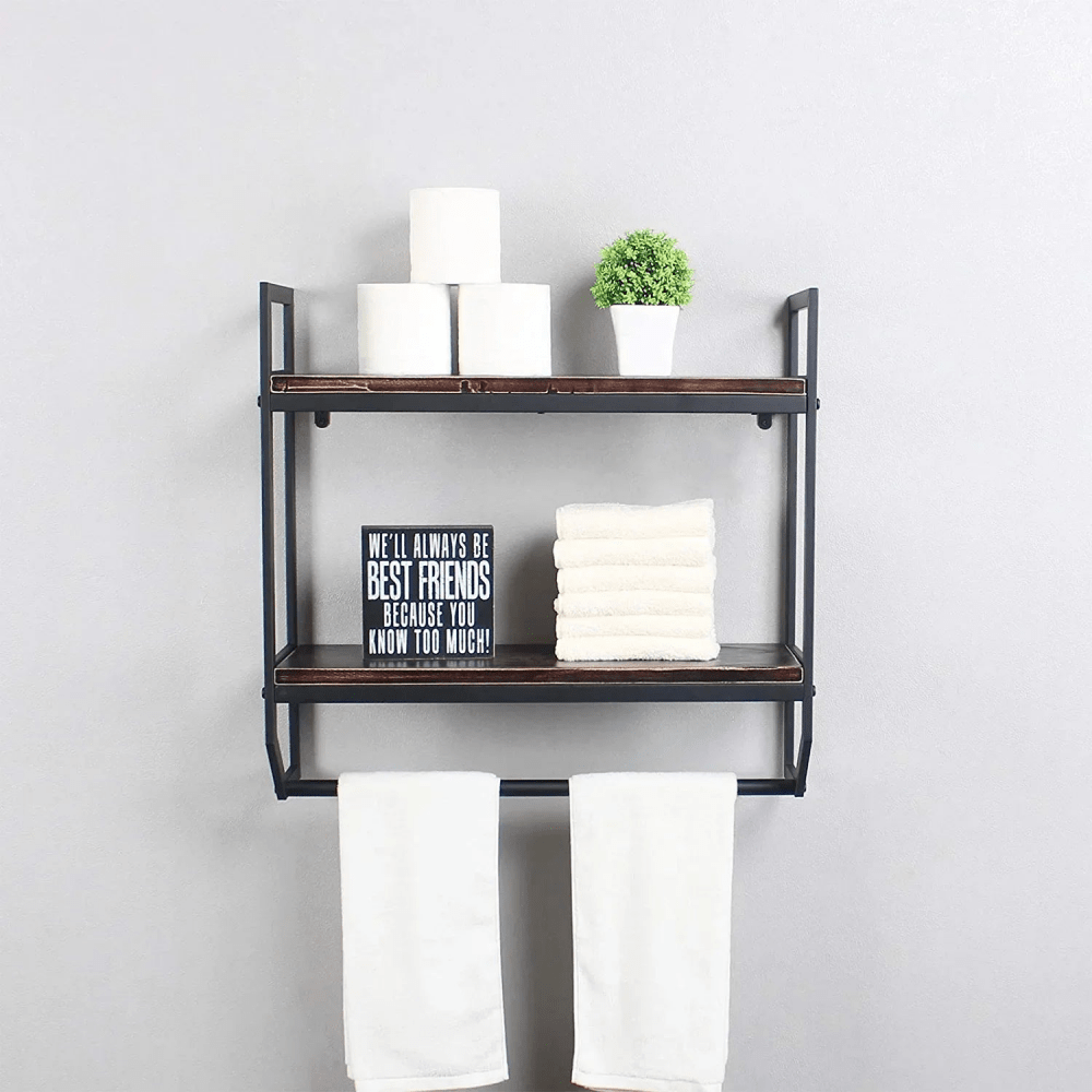 2 - Tier Metal Industrial 23.6" Bathroom Shelves - myhomestore.com.pk