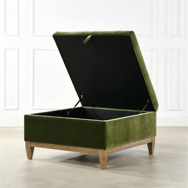 24" Square Velvet Storage Cocktail Ottoman - myhomestore.com.pk