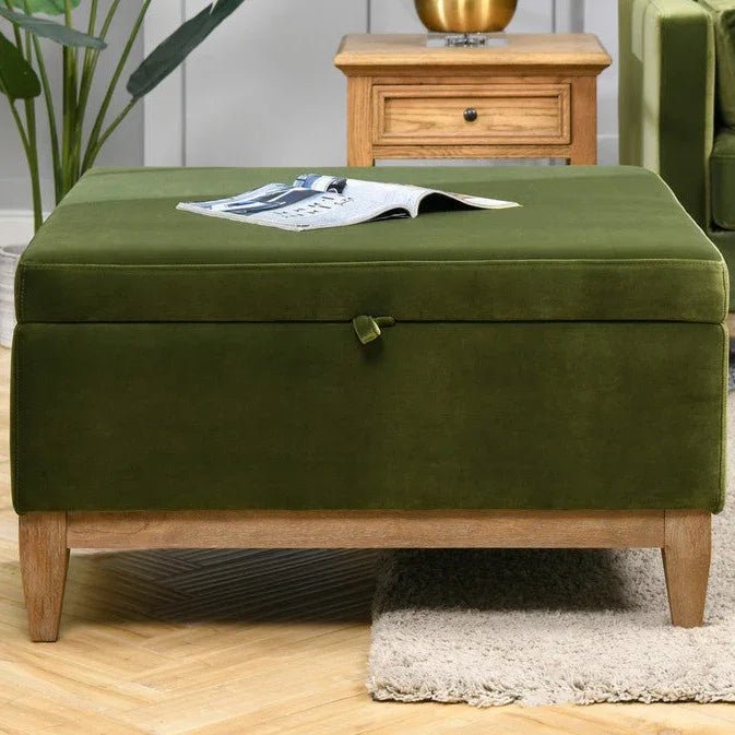 24" Square Velvet Storage Cocktail Ottoman - myhomestore.com.pk