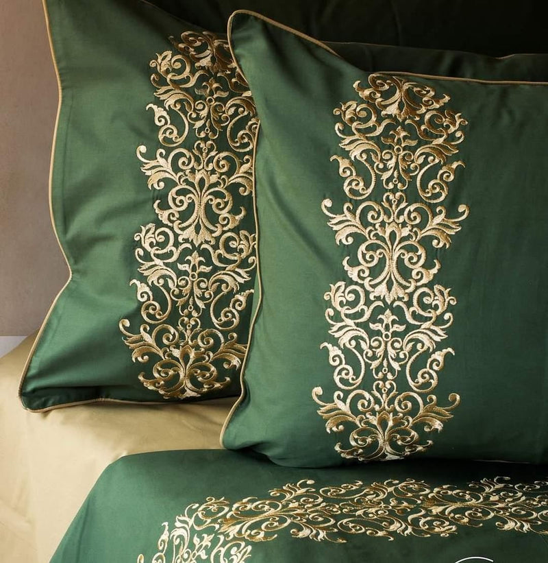 Olive Green Embroidery Duvet Set