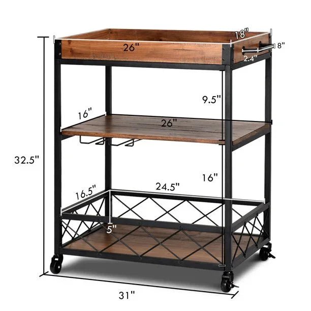 3 Tier Rolling Kitchen Trolley - myhomestore.com.pk