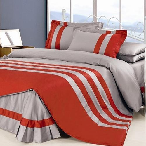 Grey & Red Stripe Duvet Set