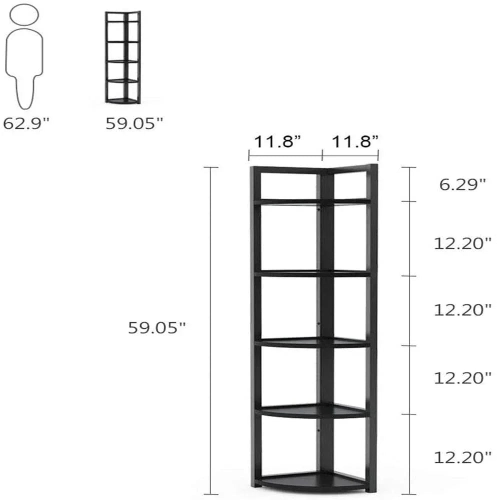 Brown MDF sheet and Metal Frame Corner Shelf - myhomestore.com.pk