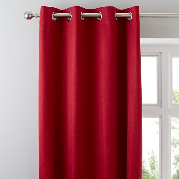 Plain Dyed Eyelet Curtains with lining - maroon