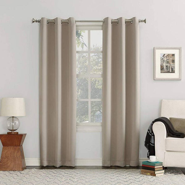 Plain Dyed Eyelet Curtain with linning (Beige)