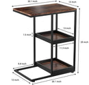 Industrial C Shaped Side Table With Storage Shelves - myhomestore.com.pk
