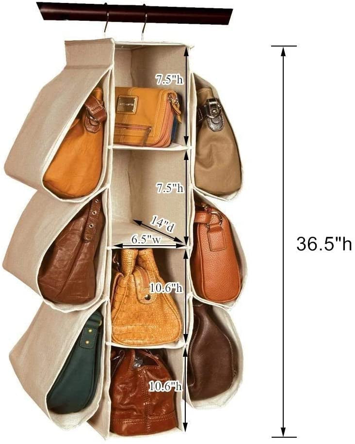 Hanging Purse Organizer (10 Compartments) Storage Bag