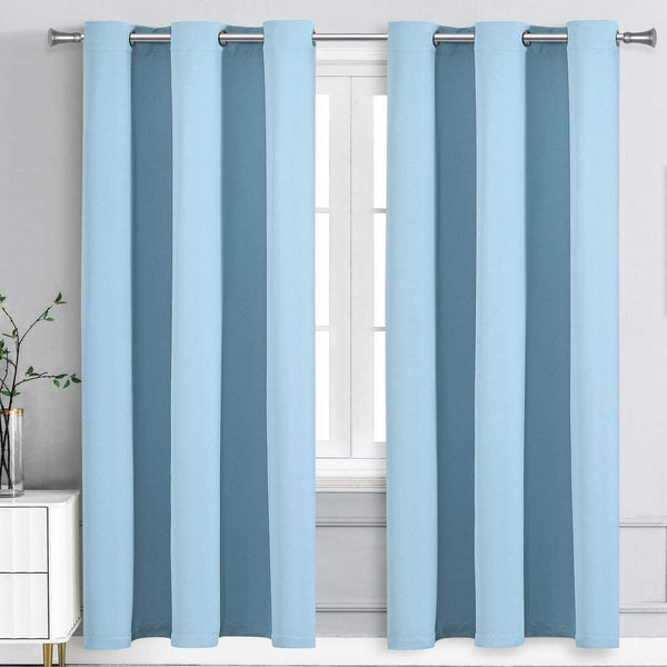 Plain Dyed Eyelet Curtain with linning  (Sky-Blue)