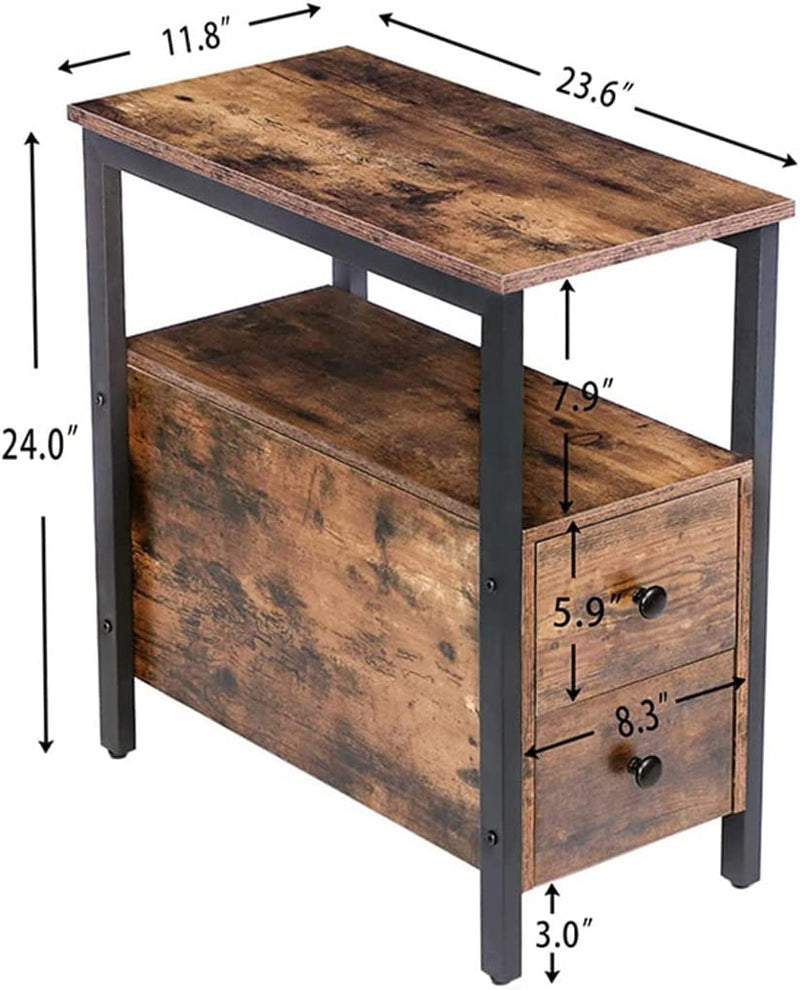 Side Table With 2 Drawer