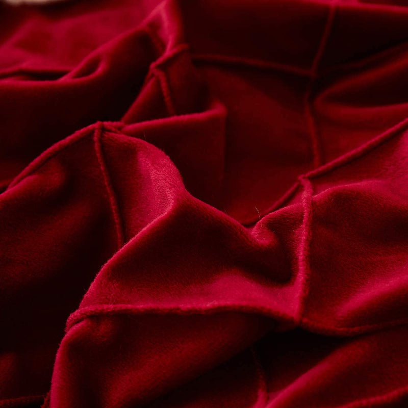 Velvet Pinch Pleats Duvet Set (Red)