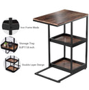 Industrial C Shaped Side Table With Storage Shelves - myhomestore.com.pk