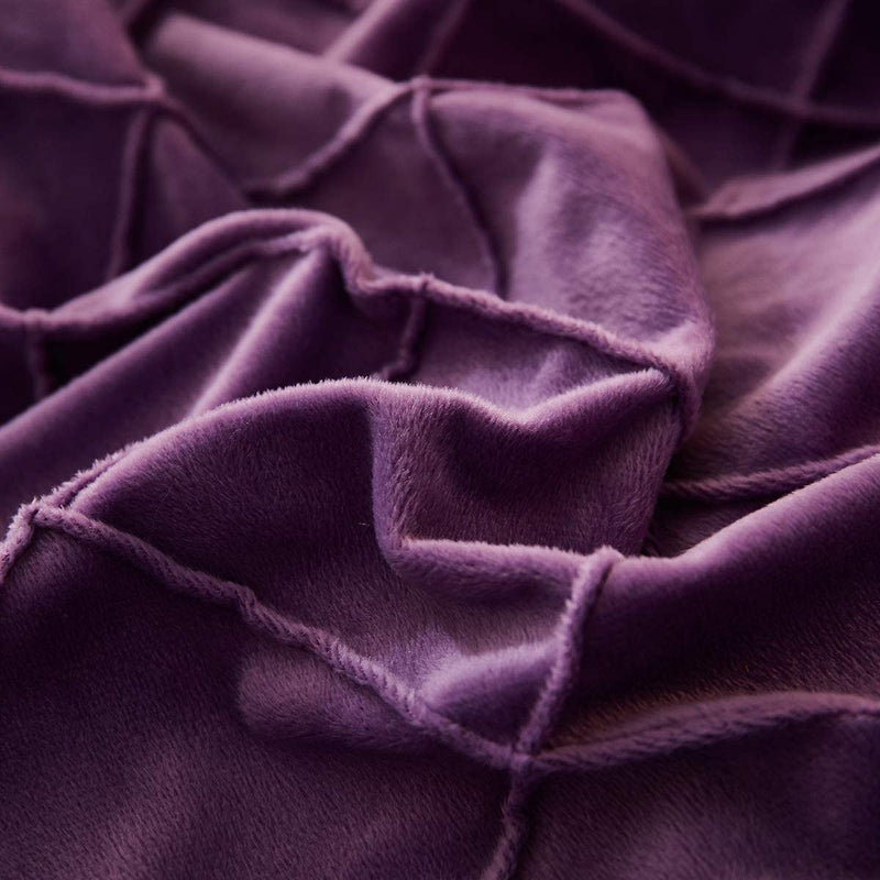 Velvet Pinch Pleats Duvet Set (Purple)