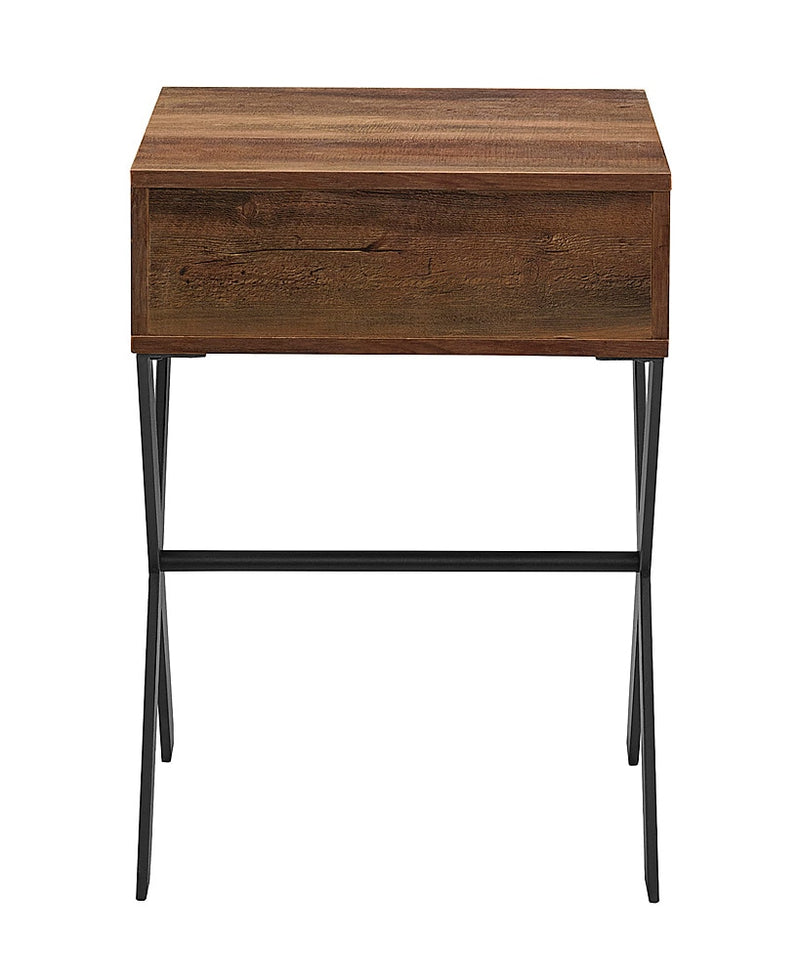 Drawer Metal and Wood Side Table