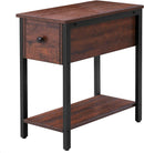 Side Table, 2-Tier Nightstand with Drawer, Narrow End Table for Small Spaces - myhomestore.com.pk