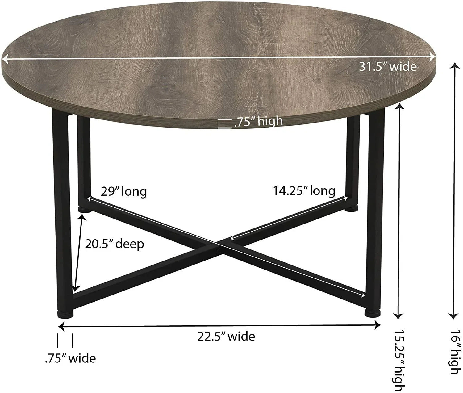 Household Essentials Mid-Century Round Coffee Table - myhomestore.com.pk