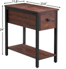Side Table, 2-Tier Nightstand with Drawer, Narrow End Table for Small Spaces - myhomestore.com.pk