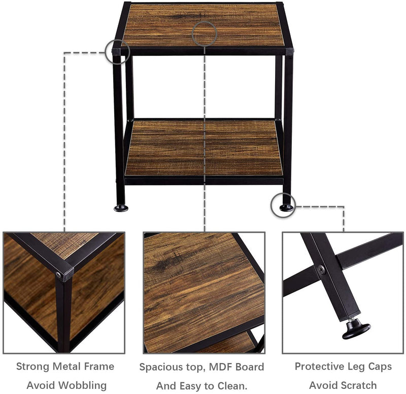 Table with Storage Shelf Metallic Frame