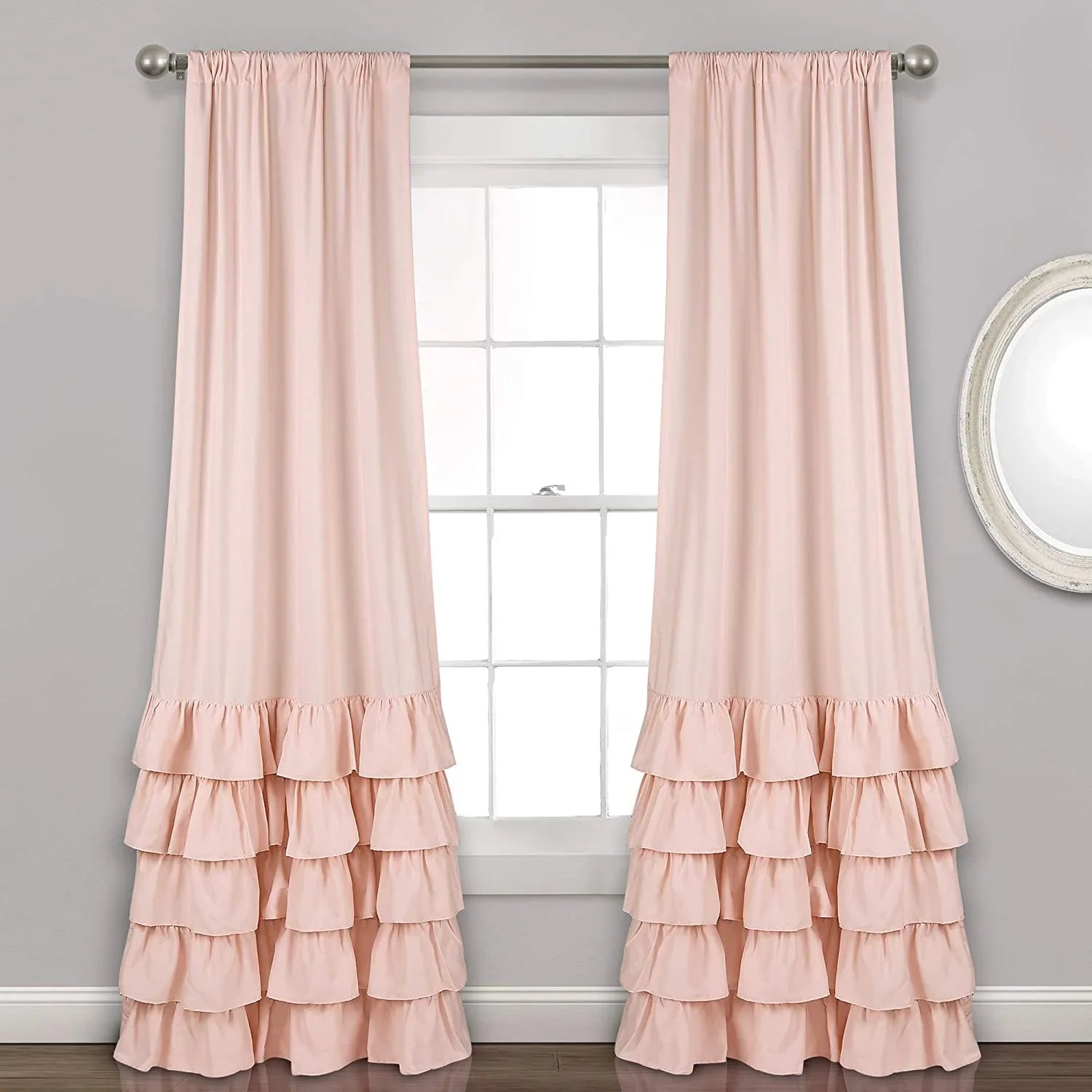 Allison white Ruffle Curtains-Window Panel Drapes Set for Living - myhomestore.com.pk