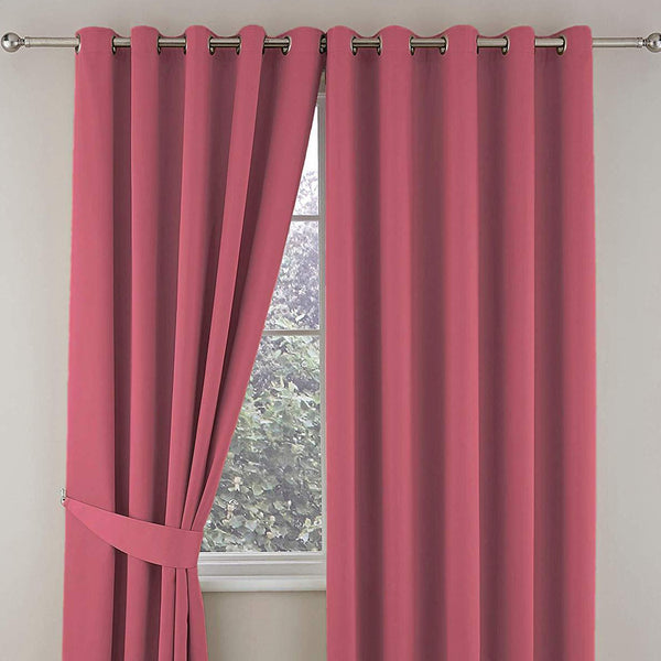 Plain Dyed Eyelet Curtains with linning  (Pink)