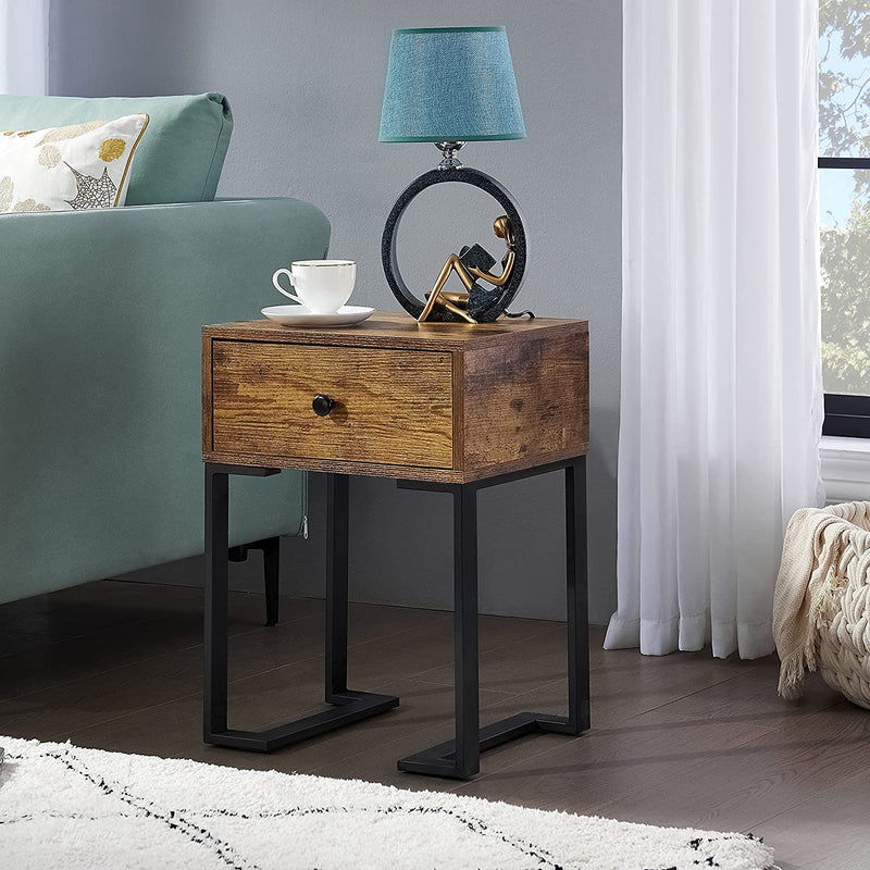 Modern Set of 2 Side Tables with Drawer