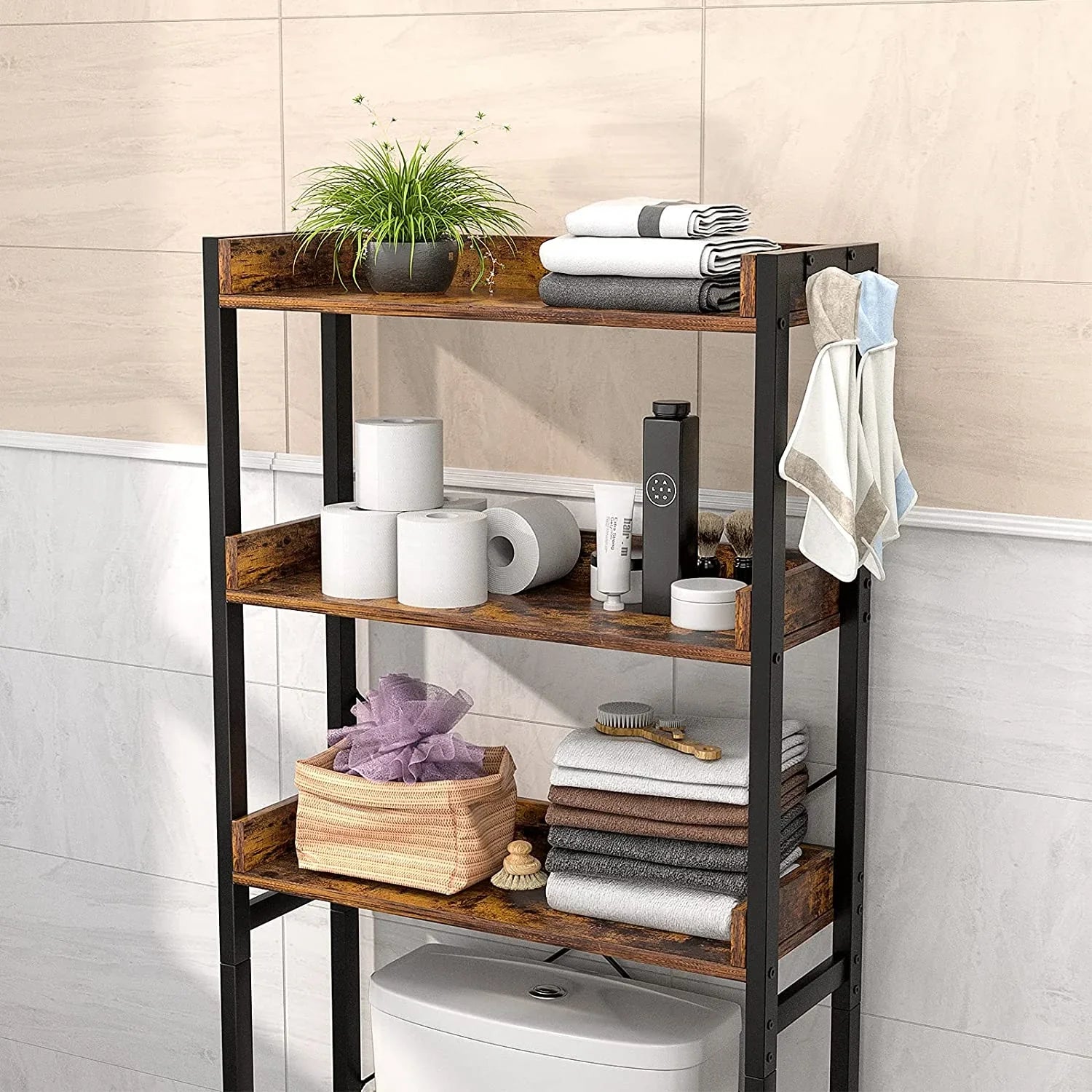 Toilet Storage Rack, 3-Tier Bathroom Organizer Shelf Over Toilet, Freestanding Space Saver Toilet Stands - myhomestore.com.pk
