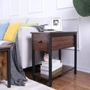 Side Table, 2-Tier Nightstand with Drawer, Narrow End Table for Small Spaces - myhomestore.com.pk