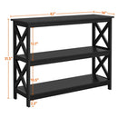 3 Tier X-Design Console Table with Storage Shelves, Black - myhomestore.com.pk
