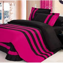 Shocking Pink With Black Stripe Duvet Set - myhomestore.com.pk