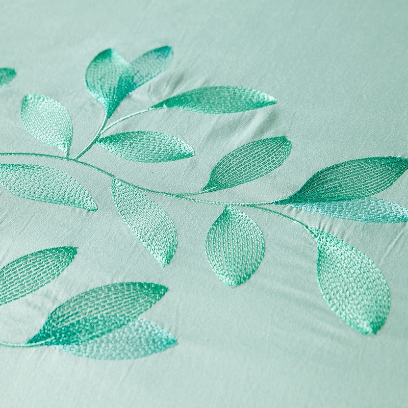 New Oriental Embroidery Duvet Set Mint Green