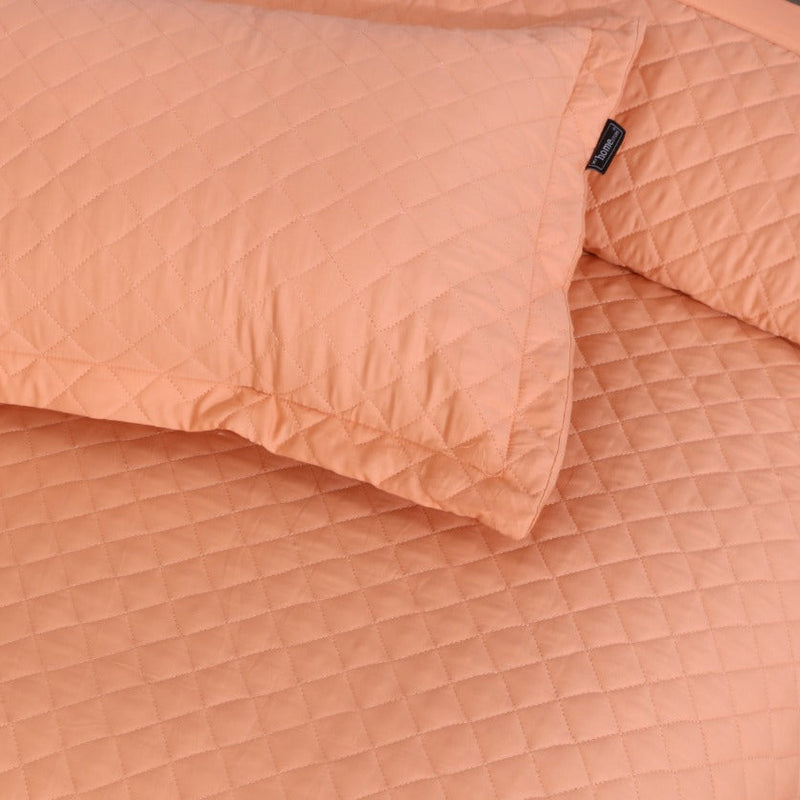 Quilted Diamond Peach Sateen Bedspread