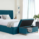 Dark Teal Velvet Ottoman Storage Bench - myhomestore.com.pk