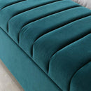 Dark Teal Velvet Ottoman Storage Bench - myhomestore.com.pk