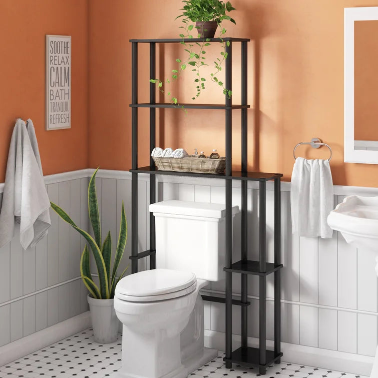 Black Toilet Space Saver with 5-Shelves