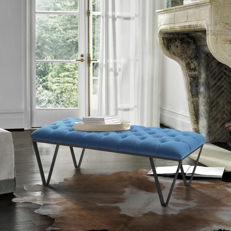 Armen Living Serene 54 in. Tufted Backless Upholstered Bench