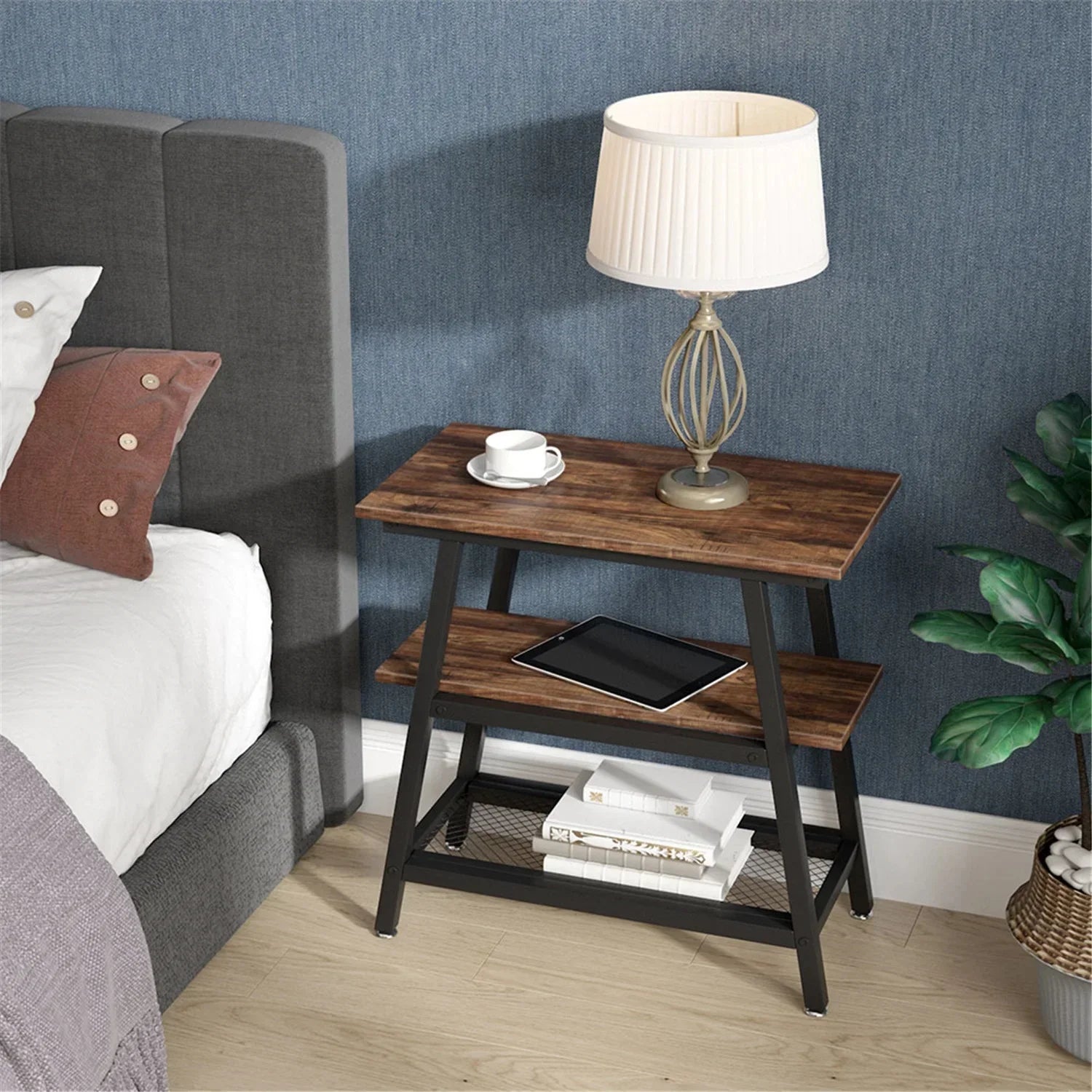 Side Table with 3-Tier Storage Shelf - myhomestore.com.pk