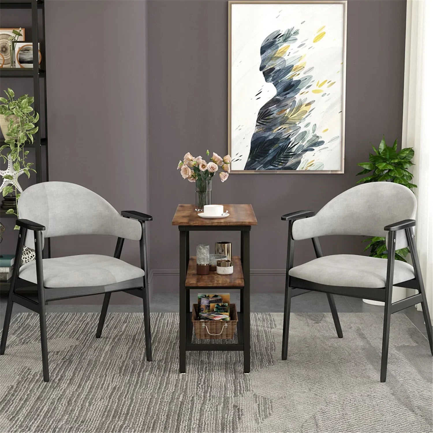 Side Table with 3-Tier Storage Shelf - myhomestore.com.pk