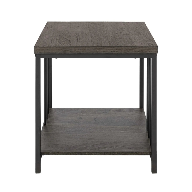 Furniture R Brown Metal Wood End Table