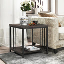 Furniture R Brown Metal Wood End Table - myhomestore.com.pk