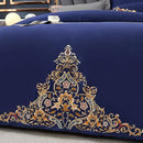Navy Elegant Embroidered Cotton European Style Duvet Set - myhomestore.com.pk