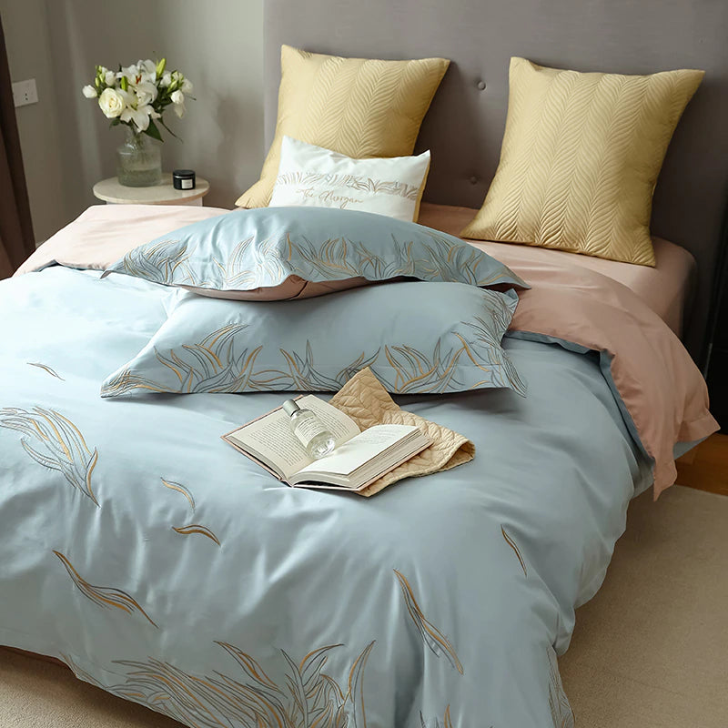 Coral Adornment Embroidery Duvet Set