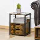Industrial Side Table with 2 Storage Drawers for Living Room - myhomestore.com.pk