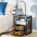 Industrial Side Table with 2 Storage Drawers for Living Room - myhomestore.com.pk