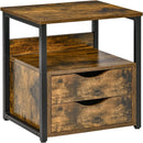 Industrial Side Table with 2 Storage Drawers for Living Room - myhomestore.com.pk