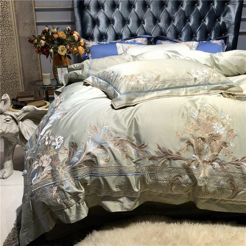 Royal Pistachio Exquisite Embroidery Duvet Set - myhomestore.com.pk