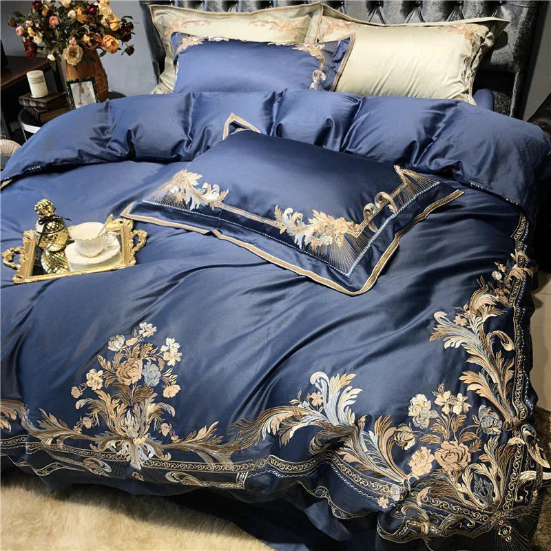 Royal Blue Exquisite Embroidery Duvet Set - myhomestore.com.pk