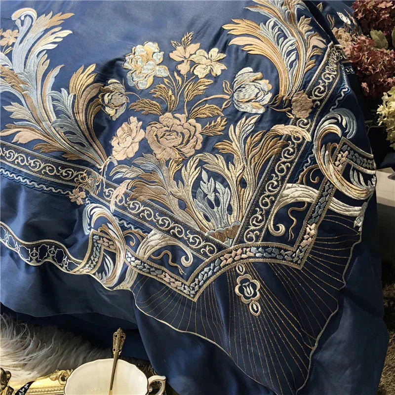 Royal Blue Exquisite Embroidery Duvet Set - myhomestore.com.pk