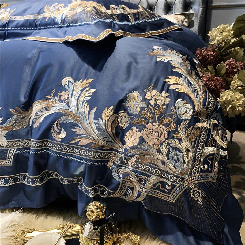 Royal Blue Exquisite Embroidery Duvet Set - myhomestore.com.pk