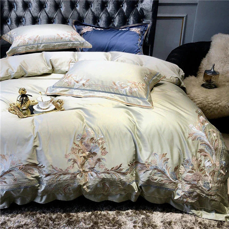 Royal Pistachio Exquisite Embroidery Duvet Set - myhomestore.com.pk