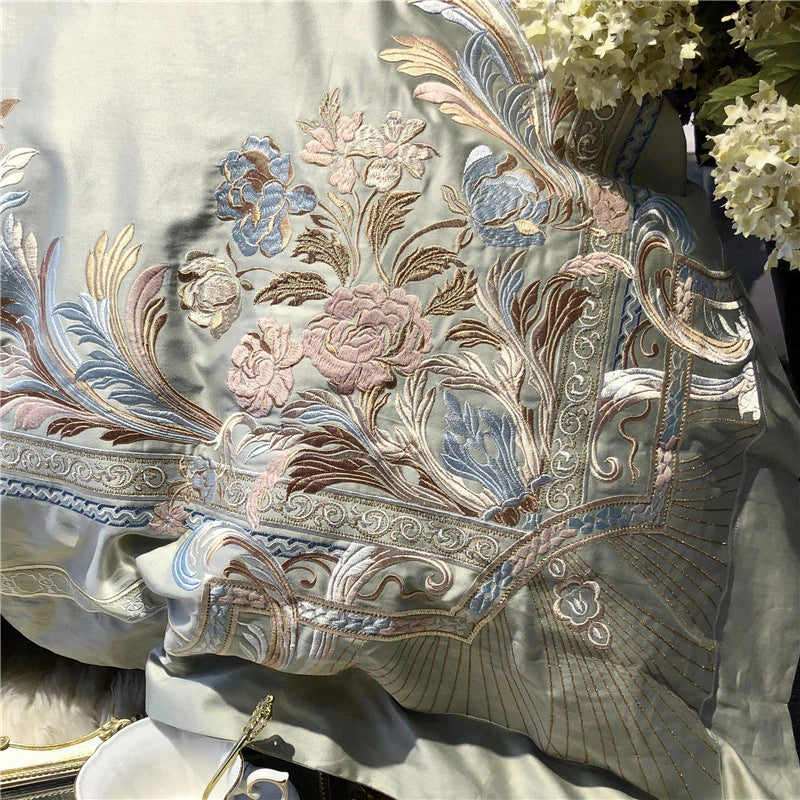 Royal Pistachio Exquisite Embroidery Duvet Set